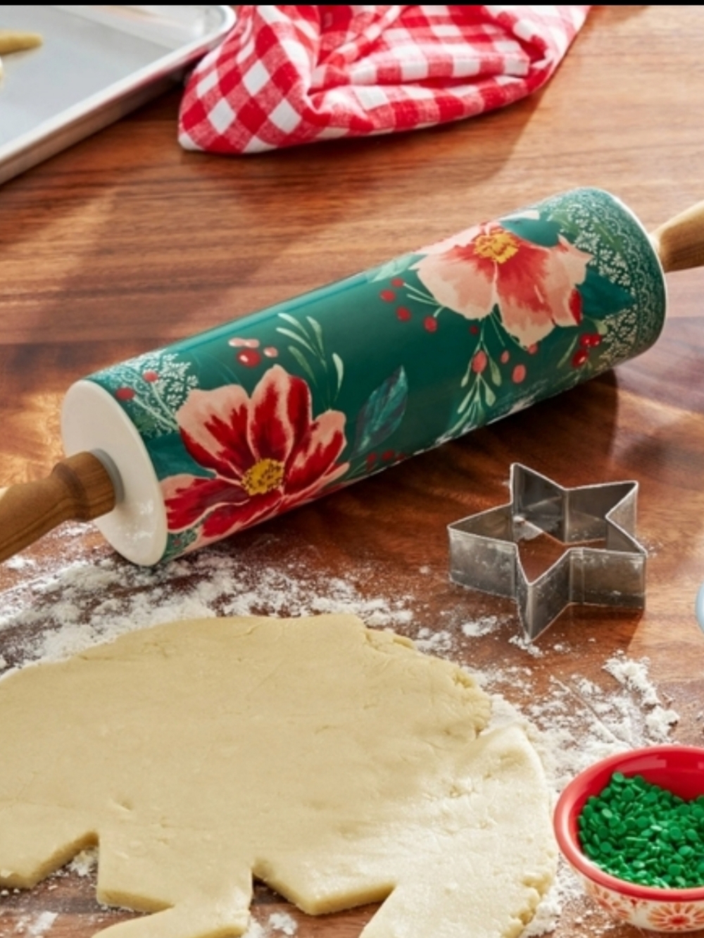 🎁 New Pioneer Woman Merry Ceramic Meadows Rolling Pin